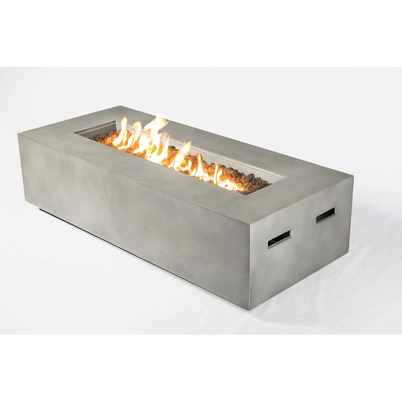 Concrete Outdoor Fire Pit Table, 15.1" H x 20.1" W x 42.1" D, Propane/Natural Gas