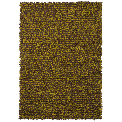 Tapis intérieur doré, jaune et brun en laine tissé à la main Leyva Authentic