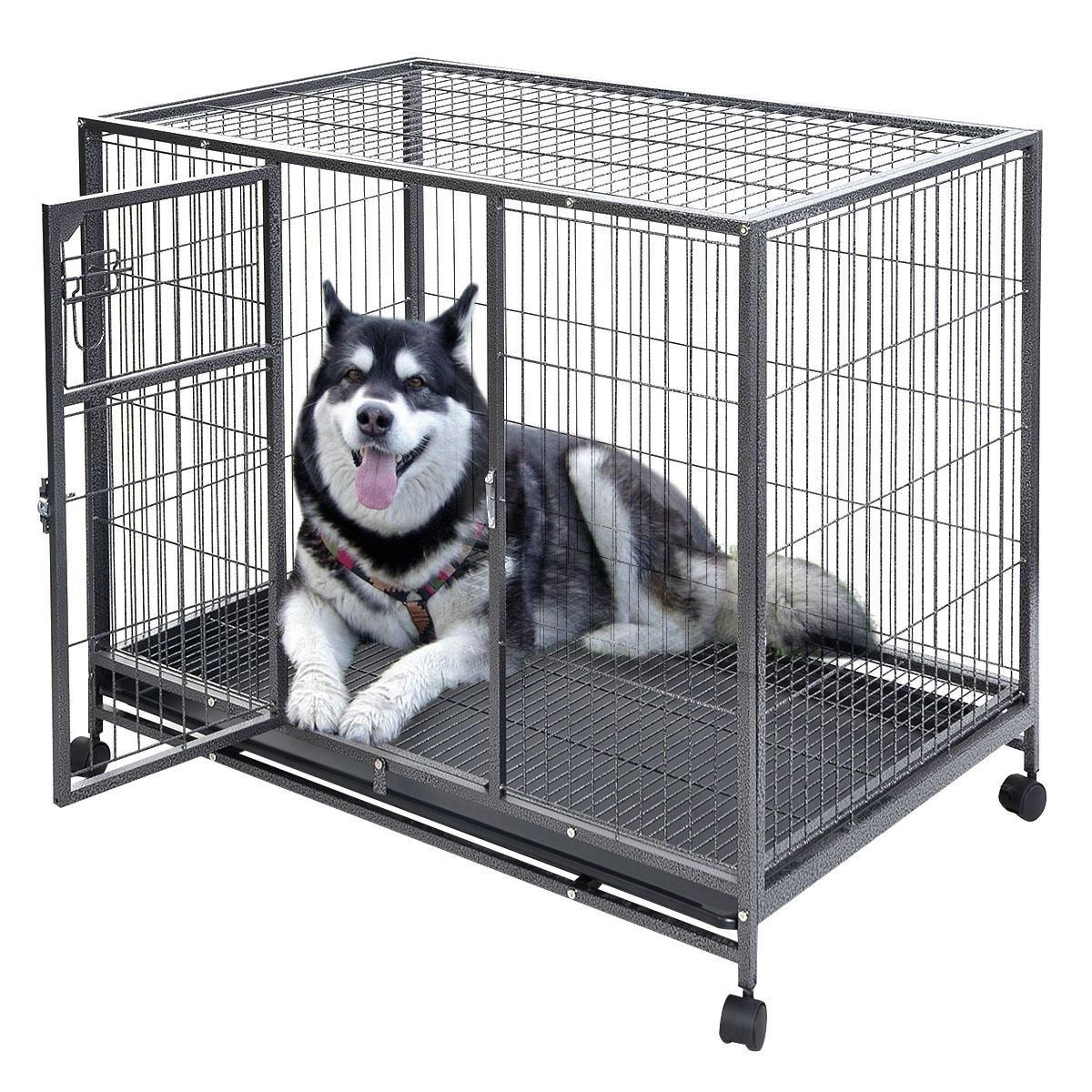  LUCKUP Empire Heavy Duty Dog Cage Metal Kennel and Crate for  Medium and Large Dogs, Pet Playpen with Four Wheels, Easy to Install, 38  inch, Black : Pet Supplies