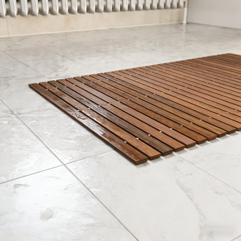 Tapis de bain Roll-up Teak