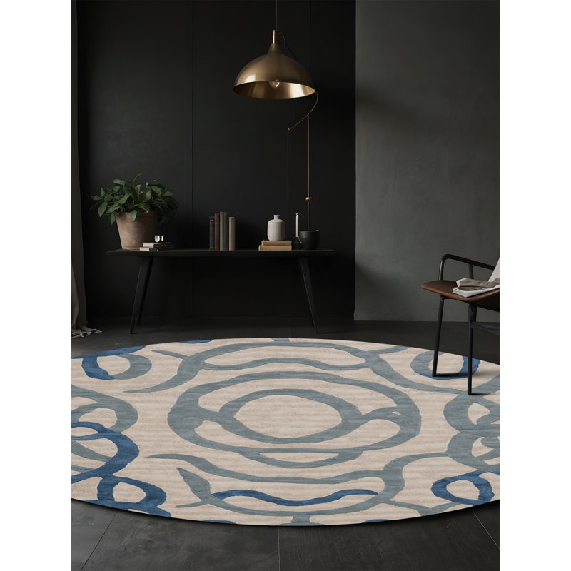 Tapis gris lavable à la machine, Rond 4 pi