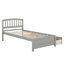 Structure de lit simple avec rangement, lit plateforme en bois avec deux tiroirs et tête de lit, support à lattes en bois-699690776