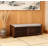 Shoe Bench with Storage and Cushion, Distressed Shutter Design for Rustic and Vintage Interiors, Espresso Finish