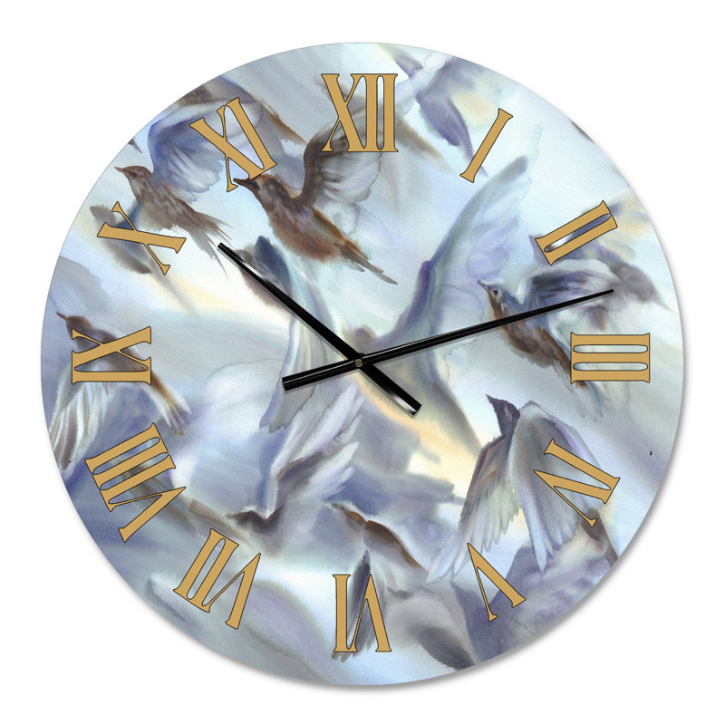 Horloge murale à vol d'oiseau volant sur fond pastel II Silhouttes, Petit