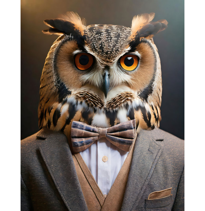 «Owl» sur toile, H 24 po x l 20 po