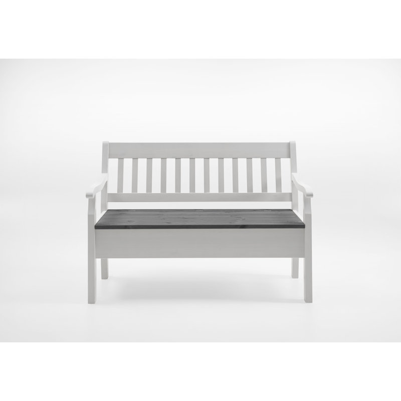 Solid Wood Bench, White/Grey, 93cm H x 130.9cm W x 46cm D