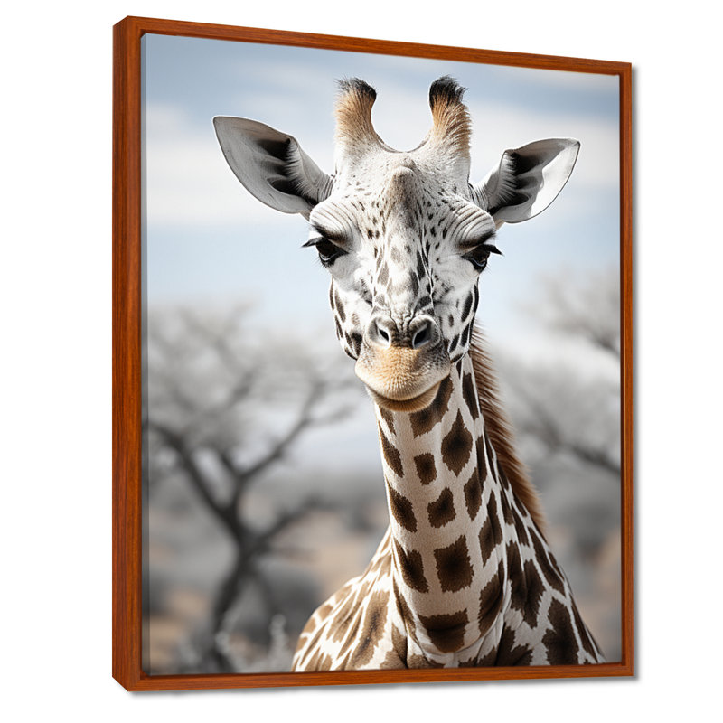 Girafes d'Aubriannah, élégance II - impression, H 40 po x l 30 po x P 1,5 po, Cadre flottant brun