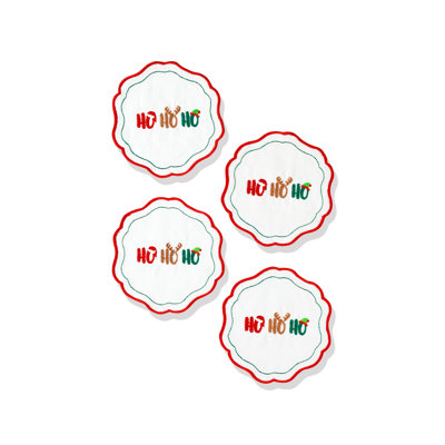 Ensemble de 4 serviettes de table brodées Holiday Cheer