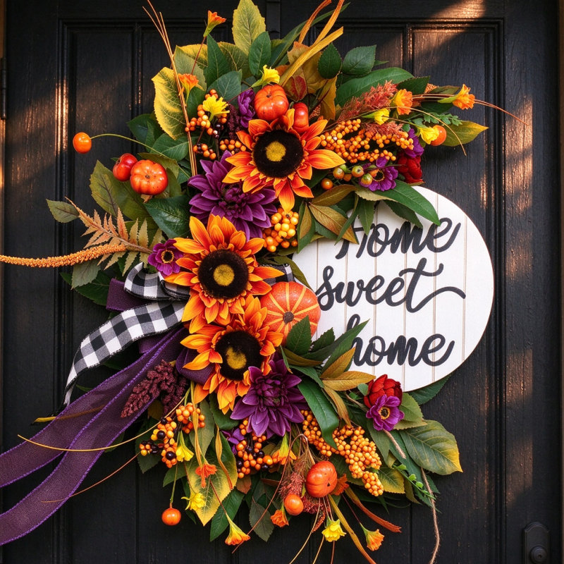 Décoration de porte d'automne 24 po