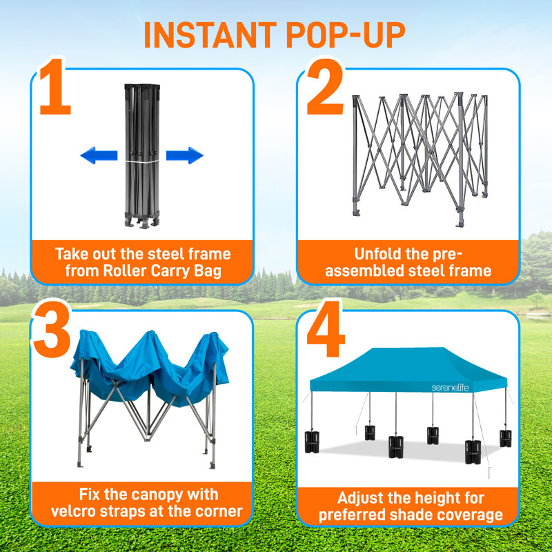 Sky Blue 10x20 Pop-Up Canopy Tent with Adjustable Height