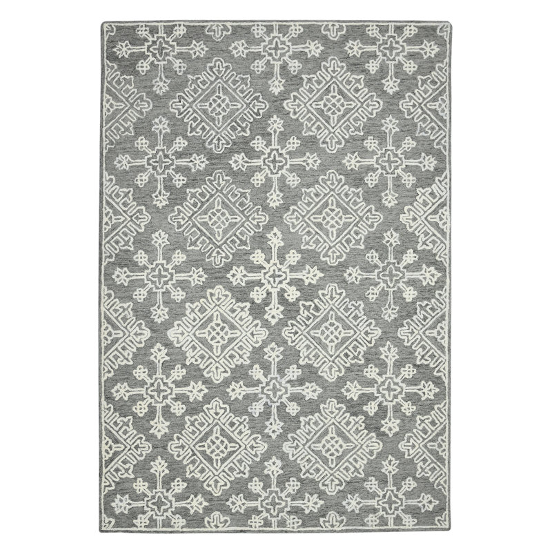 Laurent Transitional Geometric Natural Wool Area Rug, Rectangle 8' x 11'
