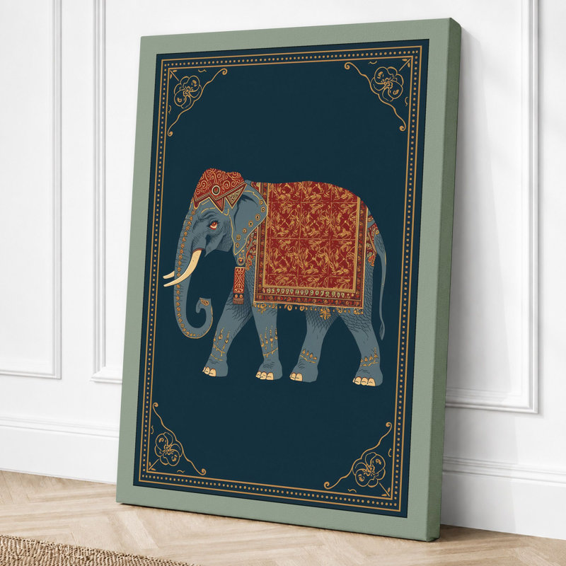 Ceremonial Elephant Eclectic - Wrapped Canvas, Sage Border, 30x20 - 76.2 x 50.8 cm