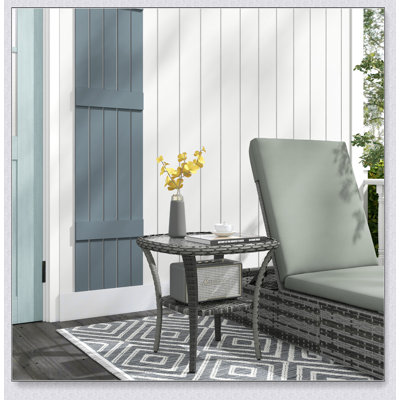 Table basse en rotin avec rangement Outsunny