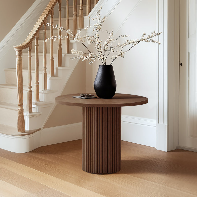 Astraea Round Wood Dining Table, 29.6"H x 35"L x 35"W, Walnut