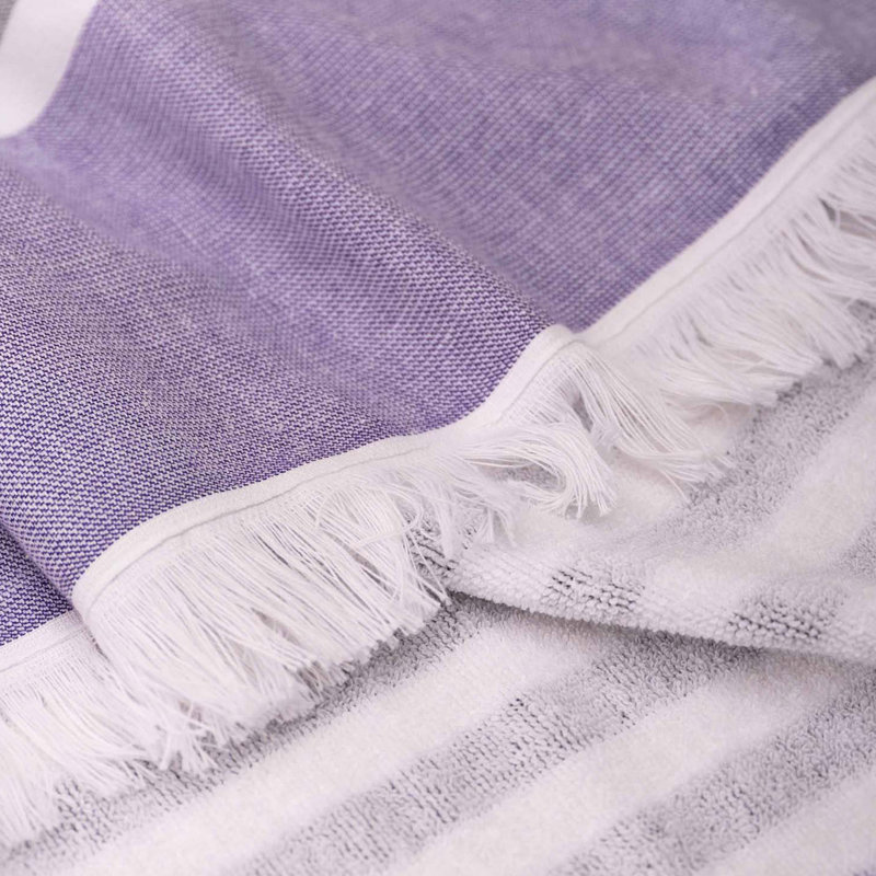 Serviettes de plage 100% coton 35 x 60 po Peshtemal, Mauve, 1 pièce