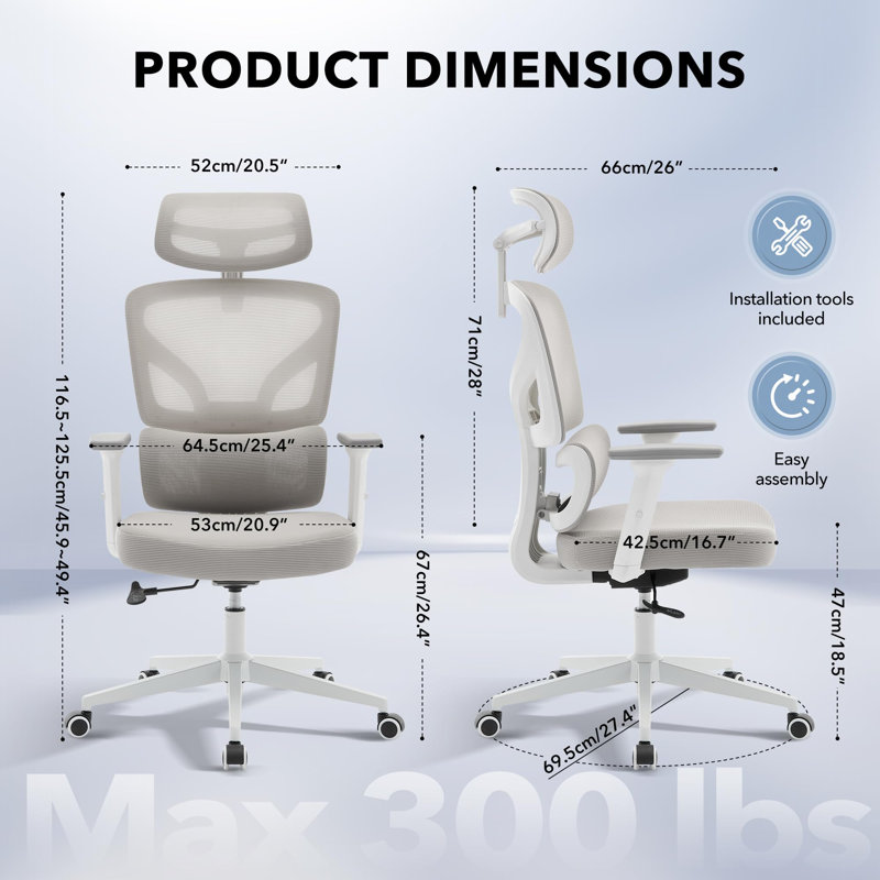 Office Chair, Grey, White