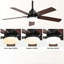 42 Inch Modern Ceiling Fan With LED Light 5 Blades Remote Control Reversible DC Motor Black For Bedroom-1400268546-1400268551