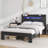 Wood Platform Bed Frame With Storage LED Light Headboard And 2 USB , Noise Free,No Box Spring Needed And Easy Assembly Tool,Large Under Bed Storage-2139011069-2139011068