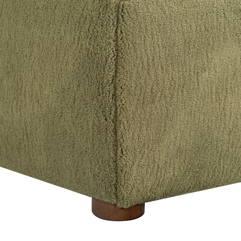 Callahan Upholstered Bed, Olive Green Faux Sherpa, Full / Double