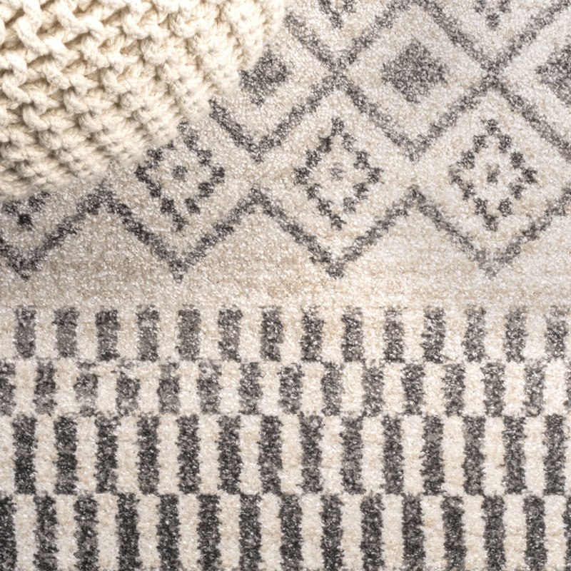 Tapis crème / gris Naia Berber, Tapis de couloir 2 pi 3 po x 10 pi