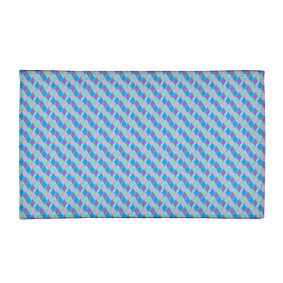 Tapis bleu/mauve rétro diamants