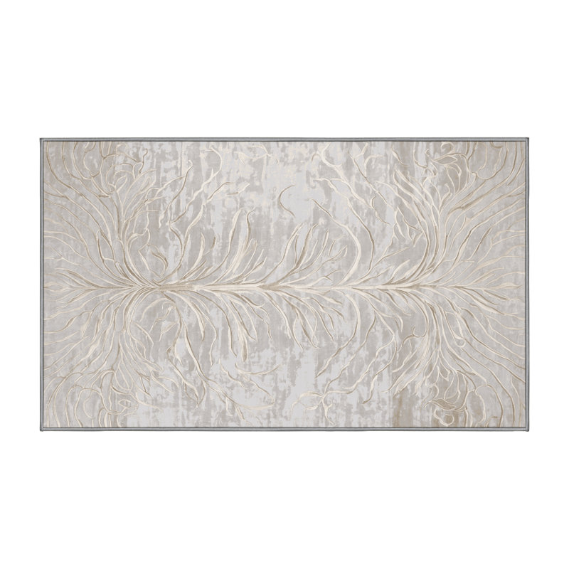 Machine Washable Gray Area Rug, Rectangle 4' x 6'
