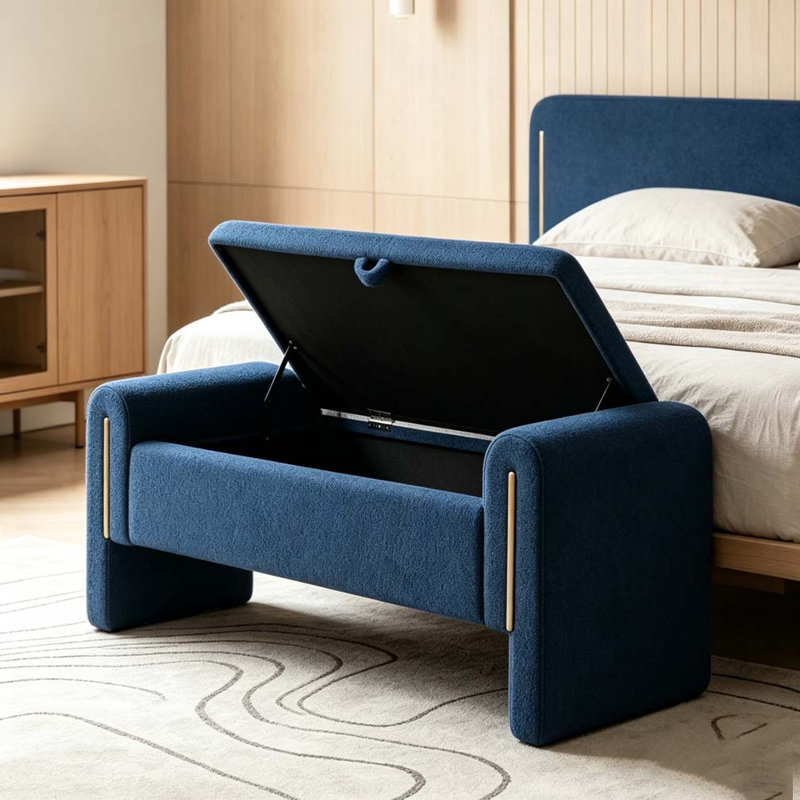 Banc de bout avec accoudoirs et rangement Modern, Marine