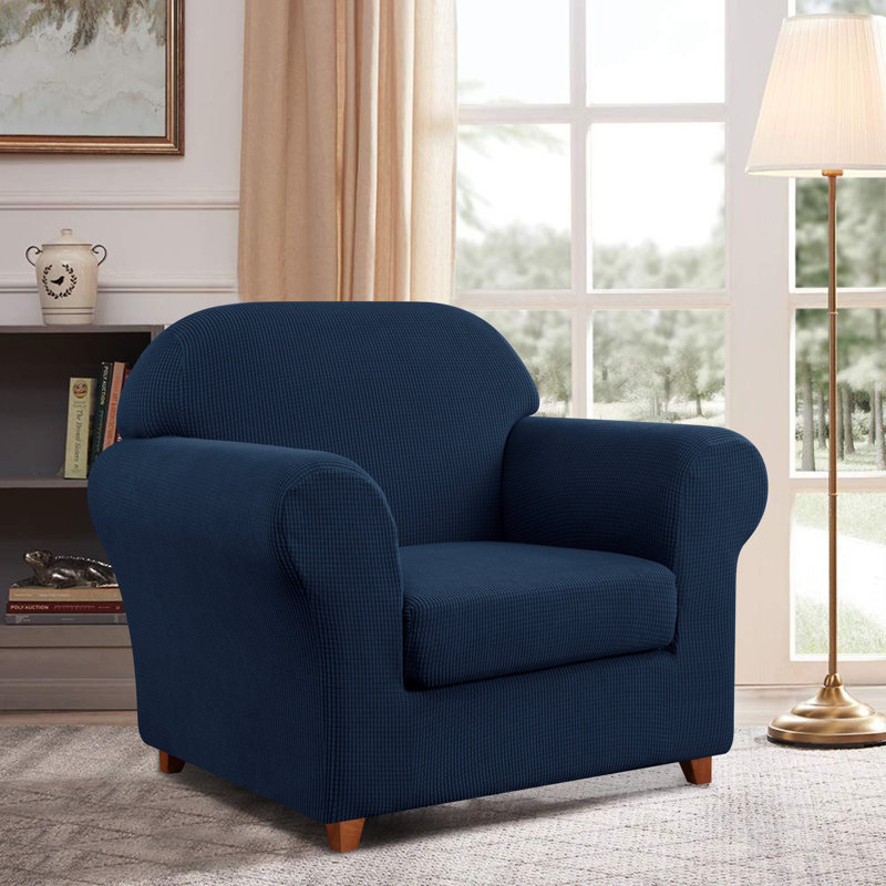 Box Cushion Armchair Slipcover, Navy