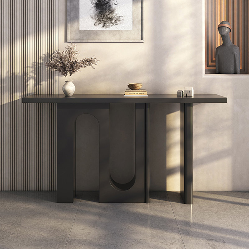 Console noire en bois massif, Noir, H 33,46 po x l 47,24 po x P 11,81 po
