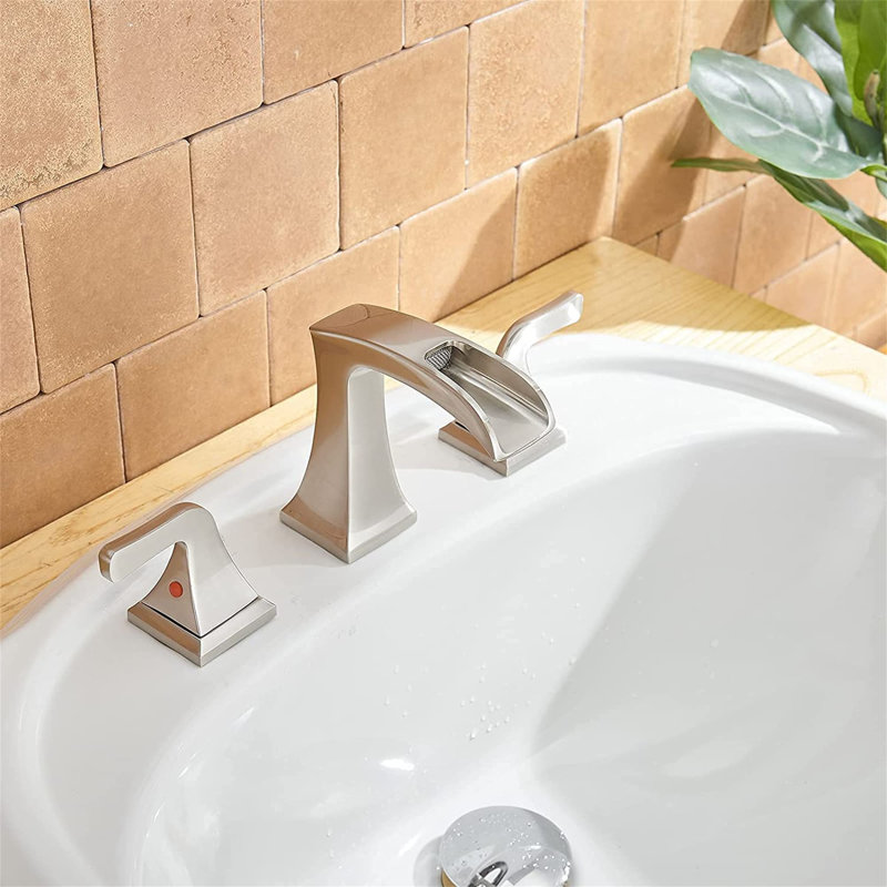 2-handle Bathroom Faucet with Drain Assembly, Brushed Nickel