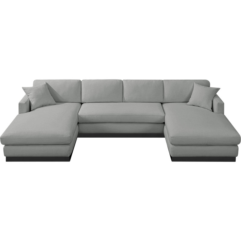 Canapé rembourré 127 po Iyanu, Tissu gris texturé en lin