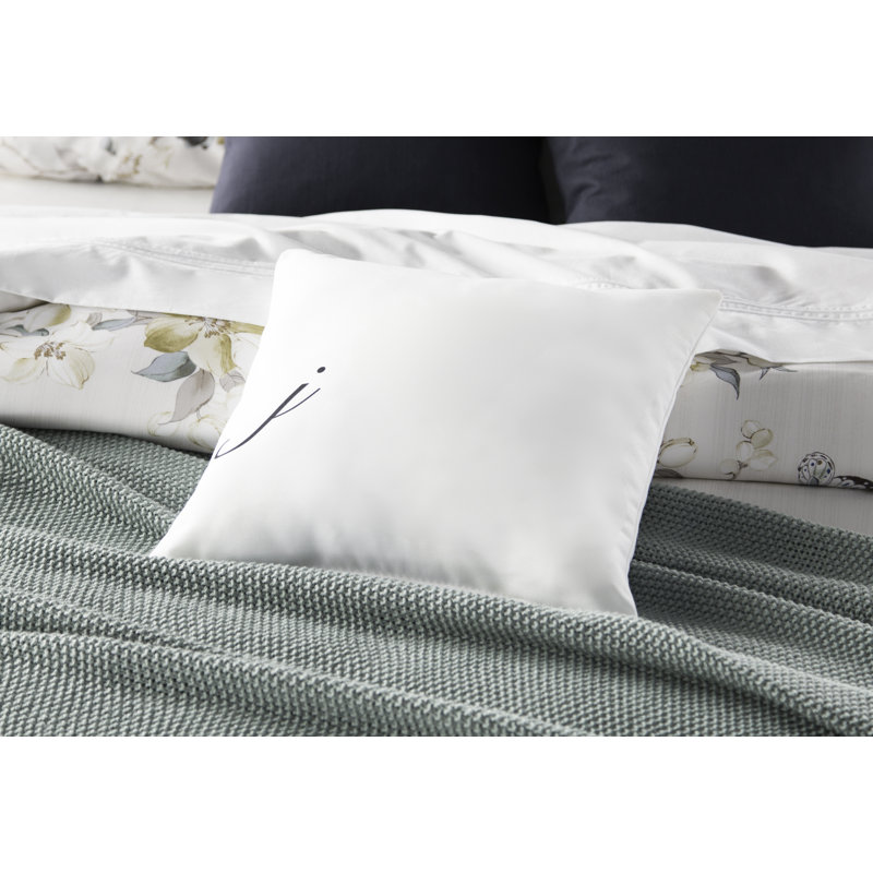 Monogram Design Collection Reversible Throw Pillow, Black, 20"x20", J