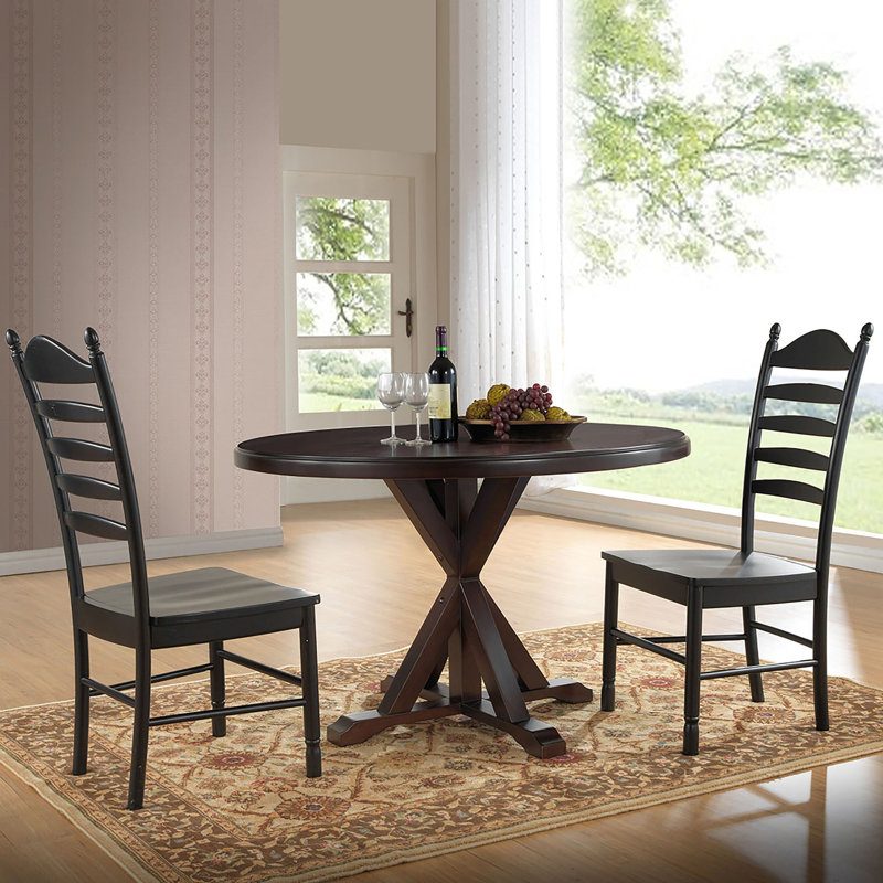 Monet X Base Dining Table With 2 Whitman Dining Chairs, Espresso, Antique Black