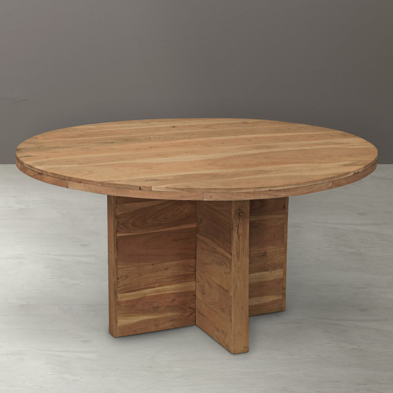 Rounded Solid Wood Dining Table, 60" W x 60" L, Natural