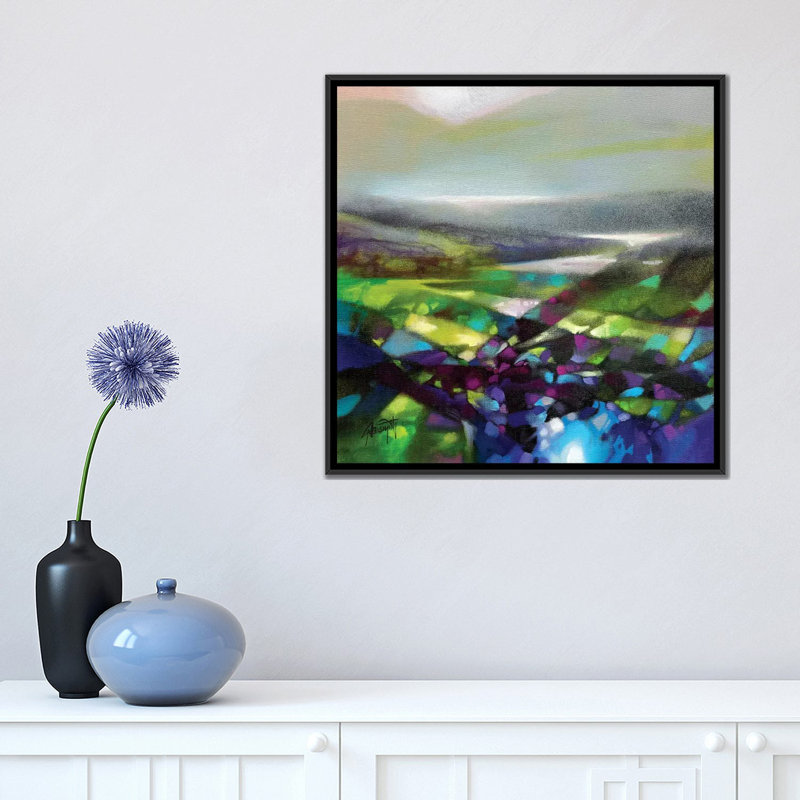 « displacement verts », reproduction sur toile, H 18 po x l 18 po x P 1,5 po, Toile avec cadre noir, Pas de tapis