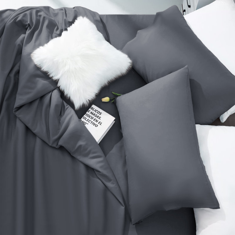 Laurne 200 Thread Count Microfiber Brushed Deep Fitted Bed Sheet, Double (4'6), Charcoal