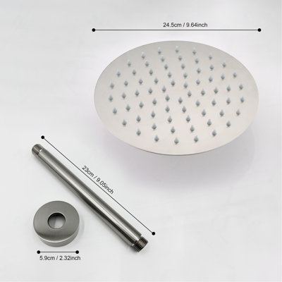 10-Inch Ultra-Thin High-Pressure Rain Shower Head, 304 Stainless Steel, Matte Black