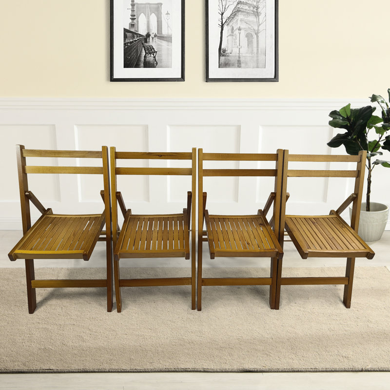 Solid Wood Folding Chair  4 Pieces  - And Appealing In Honey  4  Tone For Multiple Purposes