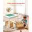 Ensemble de table d'activité pour enfants et 2 chaises, ensemble de table de jeu à deux faces Blocks, table de tout-petit et chaise avec rangement pour enfants de 3 ans et plus, grand espace de rangement, cadeau pour garçons et filles, blanc