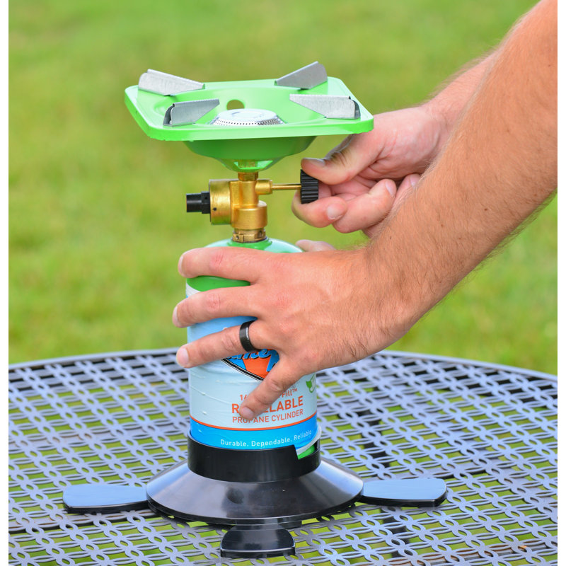 Flame King Portable BottleTop Camping Stove with Base Stand, Compatible with 1LB Propane Tanks