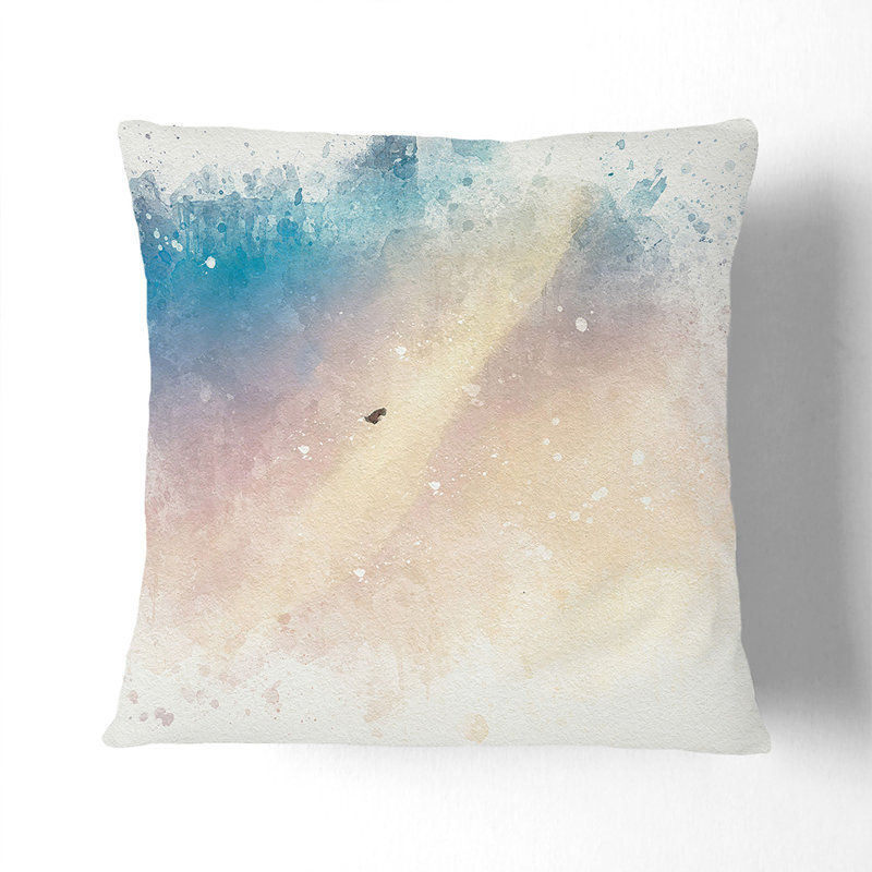 Abstract Square Cushion, 55 x 55 cm, Blue/Light Yellow/Sand