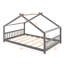 Lit de maison gris en bois de taille double - idéal pour le plaisir et le jeu, avec structure de toit robuste, L 80,7 po de long, repose à assembler, l 56,3 po de large