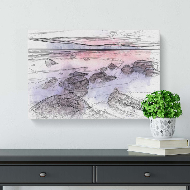 Sunset Over Lake Tahoe In Abstract - Wrapped Canvas Print, 40cm H x 60cm W x 3cm D