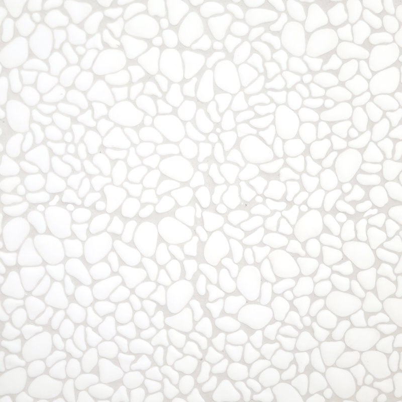 10.6" x 10.6" Pebble Recycled Glass Floor and Wall Mosaic Tile, White