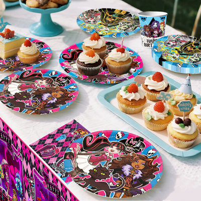 Ensemble de vaisselle de fête d'anniversaire Monster High - pour 16 articles de fête d'anniversaire Monster High