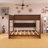 Wood Frame Queen Over Queen Size Bunk Bed With Storage Shelves And USB Ports-2095352663