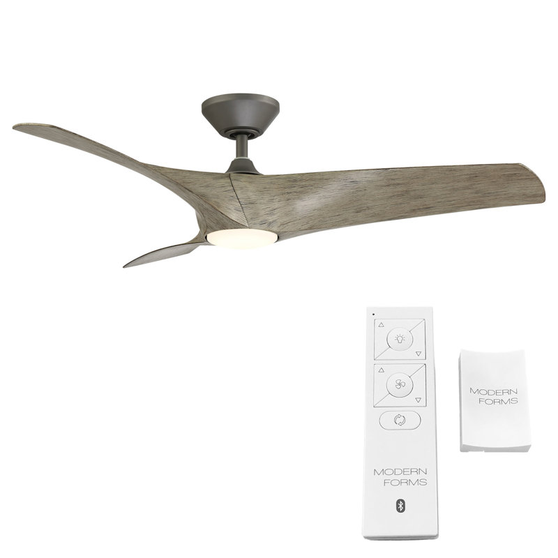 Zephyr 52" Graphite and Weathered Wood Smart Ceiling Fan with LED Light and Remote