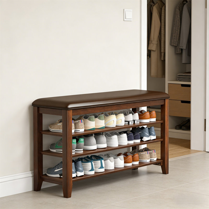 Premium Wooden Shoe Cabinet For Home, 21.2” H x 39.4” W x 11.8” D