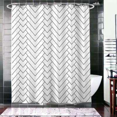 Chevron Shower Curtain with Hooks Included