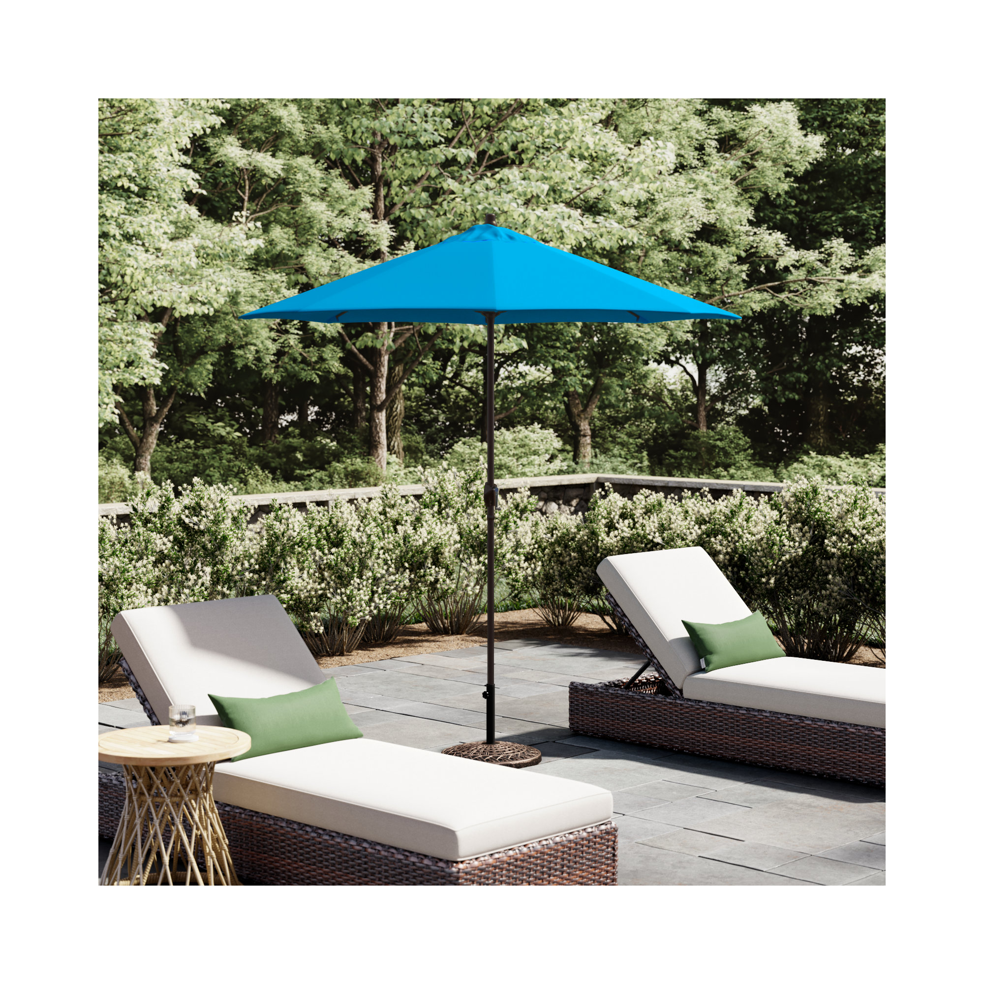 Gino 7.5' Market Sunbrella Umbrella, Canvas Cyan Sunbrella® Canvas